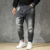 Jeans da uomo moda taglie forti pantaloni jeans casual da uomo strappati pantaloni larghi larghi effetto consumato streetwear hiphop harem