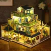 Doll House Accessories Diy Wood Doll Houses Miniature Building Kit Chinese Architecture Dollhouse With Furniture Villa Toys For Adults Födelsedagspresenter 231018