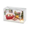 Poppenhuisaccessoires DIY Houten poppenhuis miniatuurmeubilair met LED-lichtset Kersthuisje Poppenhuizen Monteer speelgoed voor kinderen Geschenken Casa 231018