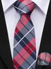 Bow Ties Grey Red Plaid Silk Tie för barn Luxur Designer Handky Child Slits 120 cm lång 6 cm bred modeparty Dropship Hi-Tie