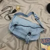 Bolsas noturnas unissex vintage jeans têxteis grande capacidade desleixada hobo saco de ombro de jeans elegante tecido coreano de moda lateral média