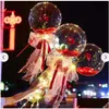 Party Decoration Led Rose Bobo Ball Light Luminous Balloon Bouquet Transparent Bubble For Valentines Day Gift Wedding By Sea Drop De Dhfkw