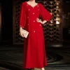 Ubranie etniczne 2023 Kobiety ręcznie wykonane koraliki Abaya sukienka vintage czerwone vestidos Dubai Islamski wieczór imprez