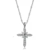 Mecylife Two Tones Cross Necklace Zircon Insert Iced Cross Pendant Moissanite Pendant Cross Necklace For Women