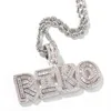 Hip hop nome personalizado baguette carta pingente colar com corrente de corda ouro prata bling zircônia colares masculinos jóias256y