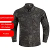 Camuflagem masculina de secagem rápida malha commuter camisa de manga longa fãs militares ao ar livre tático preto cp roupas masculinas casual shir2662