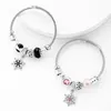 Strand Vedawas Pink Crystal Large Hole Bead Snowflake Pendant Bracelet Female Jewelry