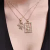 ALYXUY 2 pcs set Fashion Dragon Crystal Pendant Necklace Gold Color Elegant Personality Jewelry Lucky Symbol Women Girls Gift234e