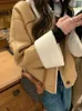 Kvinnors jackor kvinnors mode tjocka varma faux shearling jacka kappa vintage långärmad hem yttre dam vinter ytterkläder chic överdimensionerad 231018