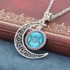 Chaîne en argent Triple lune déesse pendentif noir Wiccan bijoux lune déesse collier verre dôme pentagramme ras du cou colliers femmes273e