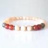 MG0813 6 mm A Grade Sunstone Labradorite Bracelet Femmes Cornaline Coeur Chakra Guérison Bracelet Dainty Yoga Mala Bracelet3410