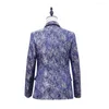 Men's Suits Elegant Men Floral Suit Light Blue European Stylish Tuxedos Coat Fashionable Homecoming Blazer Jacket