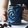 Kubki 500 ml dużych pojemności Kubek wodny Streszczenie twarz ulga Mleko Kubek Creative Fashion Ceramic Coffee Retro Dekoracja Dekora