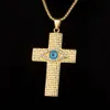 18K Gold Plated Stainless Steel Hip Hop Cross Necklace Jewelry Moissanite Crystal Evil Eye Pendant Charm