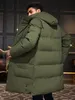 Hommes vers le bas Parkas chaud à capuche mi-longueur veste décontractée fermeture éclair coton rembourré pardessus automne hiver coupe-vent manteaux hommes vêtements 231018