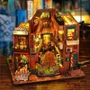 Akcesoria dla lalek DIY Drewniana książka Nook Perfel Wstaw Zestaw Chińskie ulice Widok Bookends Miniature Building Kits Doll z półki Domy Friends Prezenty 231018