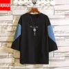 T-shirt da uomo 3 4 T-shirt a manica corta da uomo lavorata a maglia Hip Hop T-shirt in cotone da uomo taglie forti 5XL O-Collo T-shirt estive Moda Runni297n