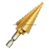 Drill Bits Hex Titanium Step Cone Drill Bit 4-22Mm Hole Cutter Hss 4241 For Sheet Metalworking Wood Drilling High Quality Home Garden Dhahr