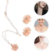 Halsband örhängen set stud cherry blossoms stil elegant för kvinnliga flickor