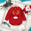 Macacão bebê meninos meninas bodysuits inverno casual em torno do pescoço mangas cheias de malha nascido infantil rena onesie criança roupas de natal 231018