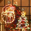 1 st julfönster silhuettljus, upplysta jultomten och Xmas träd dubbelsidiga dekorationer glödande miniljus, för semester inomhus vägg dörrglasdekor
