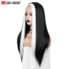 Syntetyczne peruki Wignee czarno -białe długie proste środkowe włosy Synteza S dla kobiet/mężczyzn Holloween Coaplay odporny na ciepło 230227