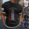 Herren-T-Shirts, lässig, Unabhängigkeitstag, Flaggendruck, zwei Frühling/Sommer, Freizeit, Sport, bequemes N-Top