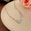 Hänge halsband pärla opal kärlek halsband för kvinnor koreanska mode födelsedagsfest smycken tillbehör