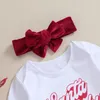 Clothing Sets Baby Girls Christmas Outfits Red Color Long Sleeve Velvet Rompers Flare Pants Headband 3Pcs Fall Clothes Set