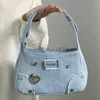 Sacos de ombro gótico denim carteira jeans saco vintage punk bolsa bolsa ombro tote bagsqwertyui879