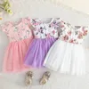 Vestidos da menina 2023 verão bebê tutu vestido flores manga tule 1-6y da criança meninas vestidos de festa princesa rosa crianças roupas