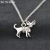 Anhänger Halsketten Antik Silber Farbe Chihuahua Hund Edelstahl Kette Halskette Boho Tier Chocker Mode Accessoires Jewele248V