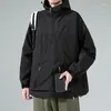 Men's Jackets Hooded Men Slanted Zipper Jacket Plus Size Fashion Big Pocket Loose Trench Coat Autumn Outdoor Solid Color Mens Clothing