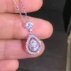 Solidny 925 Srebrny naszyjnik z prawdziwym diamentowym wisiorkiem dla kobiet Wedding Bizuteria Topaz Jewelry Wendant S925 Naszyjniki202c