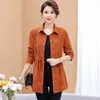 Mulheres Trench Coats Corduroy Mulheres Jacket2023 Primavera Outono Moda Mid Long Single-Breasted Lapel Casaco Feminino Casual Overcoat Senhoras Tops