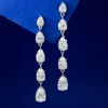 Classis Lady Moissanite Diamond Dangle Earring 100% Real 925 스털링 실버 보석 약혼 웨딩 드롭 이어링