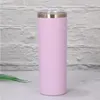 20 oz jantlı sıska tumbler 20 oz toz boyalı paslanmaz çelik sıska fincan w kapak saman vakum yalıtılmış kahve kupa su şişesi 20 ADGS