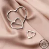 Orecchini a forma di cuore in argento sterling 925 reali al 100% Orecchini a cerchio coreani alla moda per le donne Gioielleria raffinata di Natale 2009242698