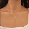 Hänge halsband guldfärg flerskikt vatten droppe långt tofs halsband för kvinnor trend elegant smyckesfest 2023 gåvor