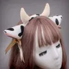 Halloween mascarade en peluche oreilles de vache bandeau cloches ruban nœud Anime Lolita cheveux cerceau Kawaii fête Cosplay casque cosplay