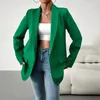 Damenanzüge Grüne Blazer für Frauen 2023 Herbst Winter Mode Taschen Langarm Blazer Mäntel Büro Dame Umlegekragen Lose