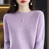 Damen Knits Tees 100 Merinowolle nahtloser Kaschmirpullover Damen Oneckpullover Herbst und Winter gestrickter Boden gedreht 231018