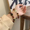 Strand Natural Multi-Gemstone Ethnic Poaded Armband med sex-tecken Zen Mantra