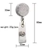 wholesale Desk Accessories Diamond Badge Keychain Pendant Party Favor Retractable Pull ID Badges Holder With Clip