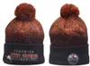 Oilers beanie beanies nordamerikanska hockey boll lag sida lapp vinter ull sport stickad hatt skalle caps a6