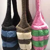 Sacs de soirée Sacs en peluche coréens pour femmes de luxe Designer sac à main bourse fausse fourrure imitation laine d'agneau couleur contraste rayé épaule 231018