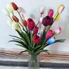 Flores decorativas 2 peças 53cm flor artificial 3 pontas buquê de tulipa decoração de casa arranjo de seda suporte de casamento