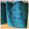 Rideau 1 pièces tricoté dentelle niveaux rideaux courts pour armoires de cuisine toilette crochet bleu trou creux porte florale café décoration