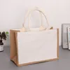 Förvaringspåsar 1st Eco Friendly Tote Bag Portable återanvändbar linne Burlap Shopping Shopping Axel livsmedelshantverk Födelsedagsfester bröllopsstorage i3qj#