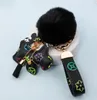 Cute Dog Design Car Keychain Bag Pendant Charm Jewelry Flower Key Ring Holder Women Men Couples Lover Fashion PU Leather Animal Key Chain Accessories